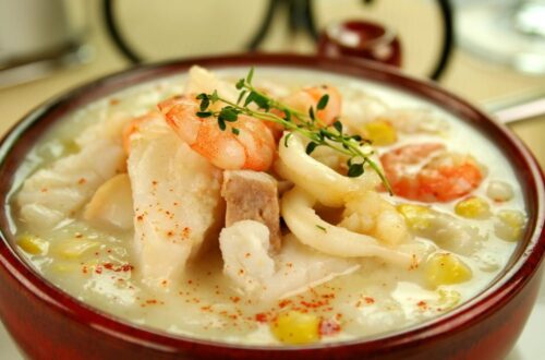 Seafood Chowder = sopa de peixes - uma otima opcao do que comer na Irlanda em dias frios