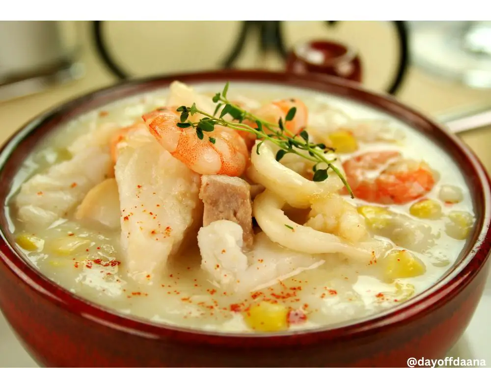 Seafood Chowder = sopa de peixes - uma otima opcao do que comer na Irlanda em dias frios