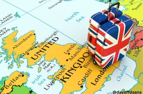 mostrando em mapas paises do Reino Unido e mala de viagens