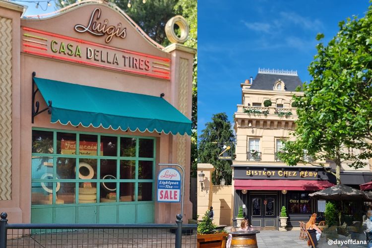Ratatouie Primeiras observacoes ao chegar no espaco do Raratouille, tudo e muito bem feito como a casa do Luis e o Bistro Chez Remy, mostrando como vale a pena visitar a Disney em Paris