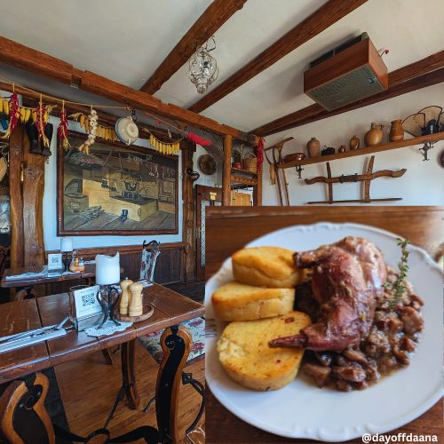 ambiente de antigo, lembrando uma cozinha antiga, e prato tradional da regiao - uma otima no que fazer em Bratislava